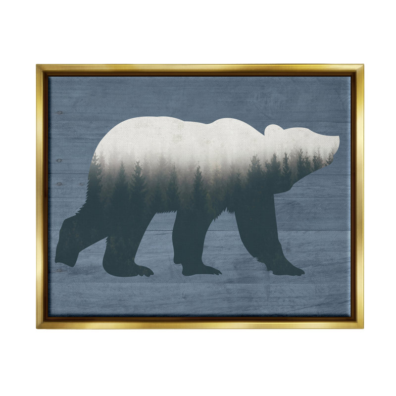 «Rustic Woodland Trees Bear Silhouette Grainy», impression sur toile, H 17 po x l 21 po x P 1,7 po