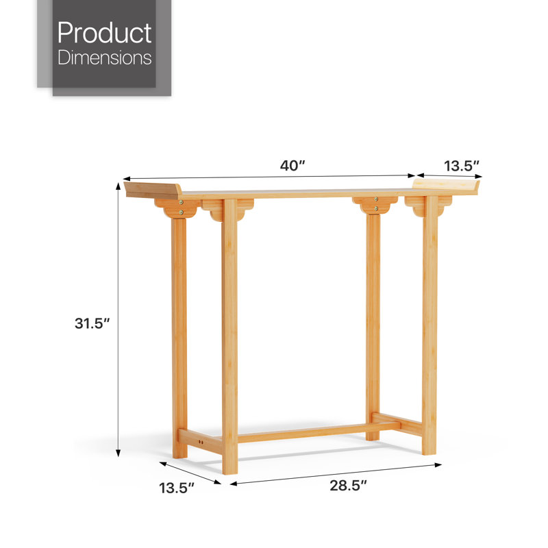 40" Bamboo Console Table, Modern Entryway Table, Narrow Side Table Behind Sofa