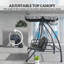 Outsunny Outdoor 3 Seater Garden Swing Chair 2-in-1 Convertible Light Grey