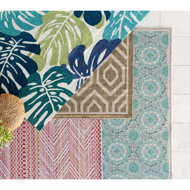 Childers Hand Hooked Performance Geometric Rug, Rectangle 8' x 10'