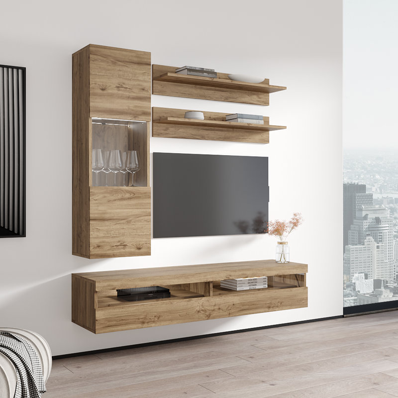 Meuble audio-vidéo en chêne flottant Fly 35 "H 35TV, Chêne