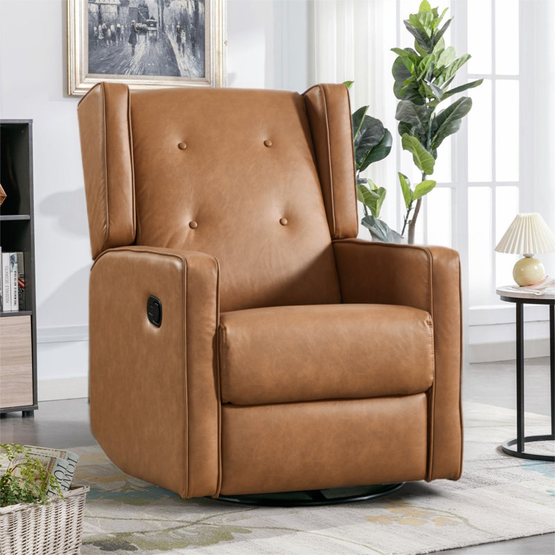 Fauteuil inclinable manuel pivotant et berçant de 29,1 po de large Wykoff, Brun