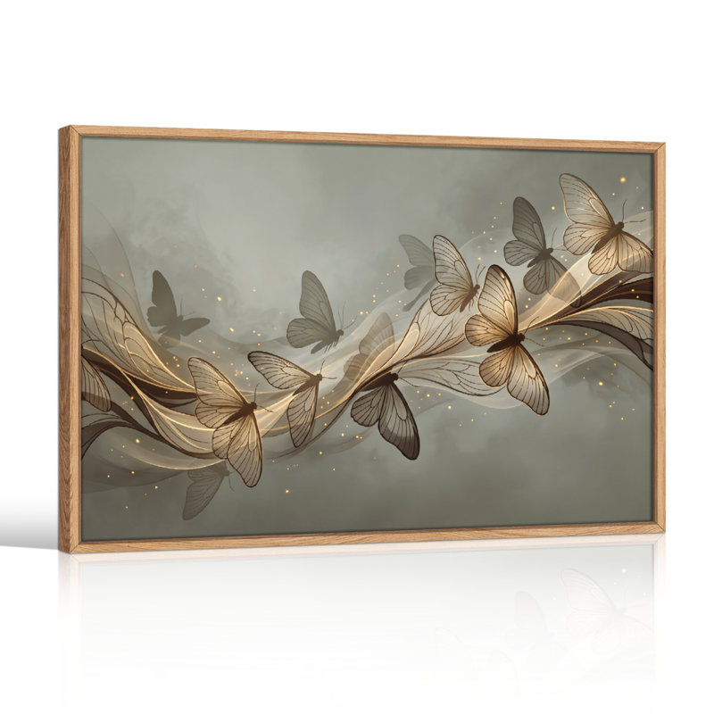 Ensemble de 1 tableau sur toile « Papillons en mouvement », 36"H x 48"W, Natural