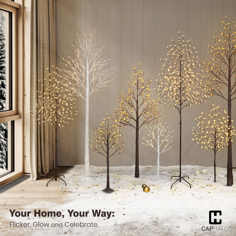 4FT Artificial Brown Twinkling Birch Tree w/ 48 LED Lights, 48 Inch Brown Lighted Twig Tree for Holiday Decor   , 4 ft.