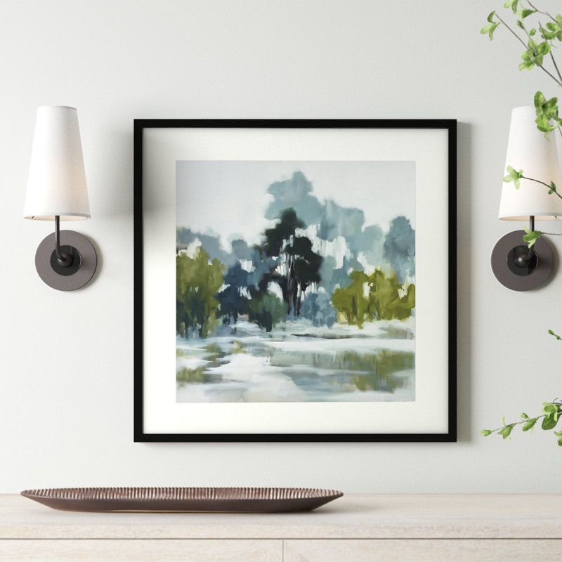 Geneve " Reflections " by Jacqueline Ellens Painting Print, 25" H x 25" W, Black Framed Paper