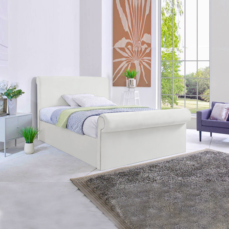Cianne Upholstered Bed, Double (4'6), White