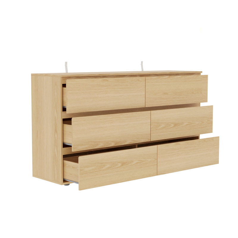 Commode 6 tiroirs l 59 po, Jaune