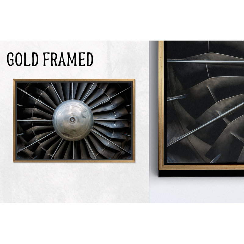 Avion Turbine Art: Toile imprimée pour décor moderne, 1P GoldFramed, 63,1 po H x 102,4 po l