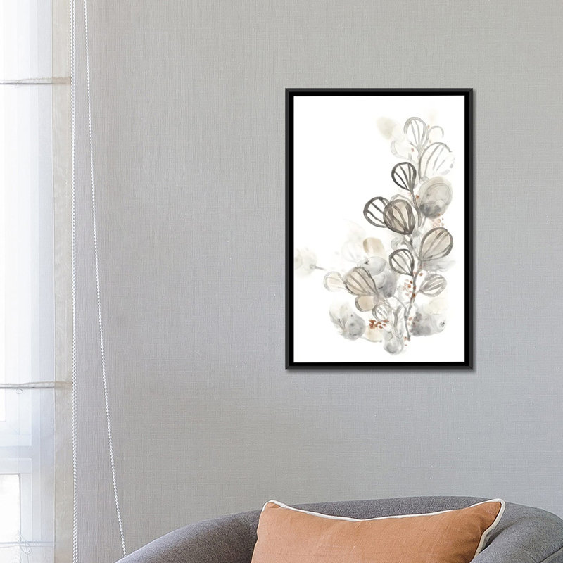 « neutral botaniques i », impression sur toile, H 26 po x l 18 po x P 1,5 po, Toile avec cadre noir, Pas de tapis