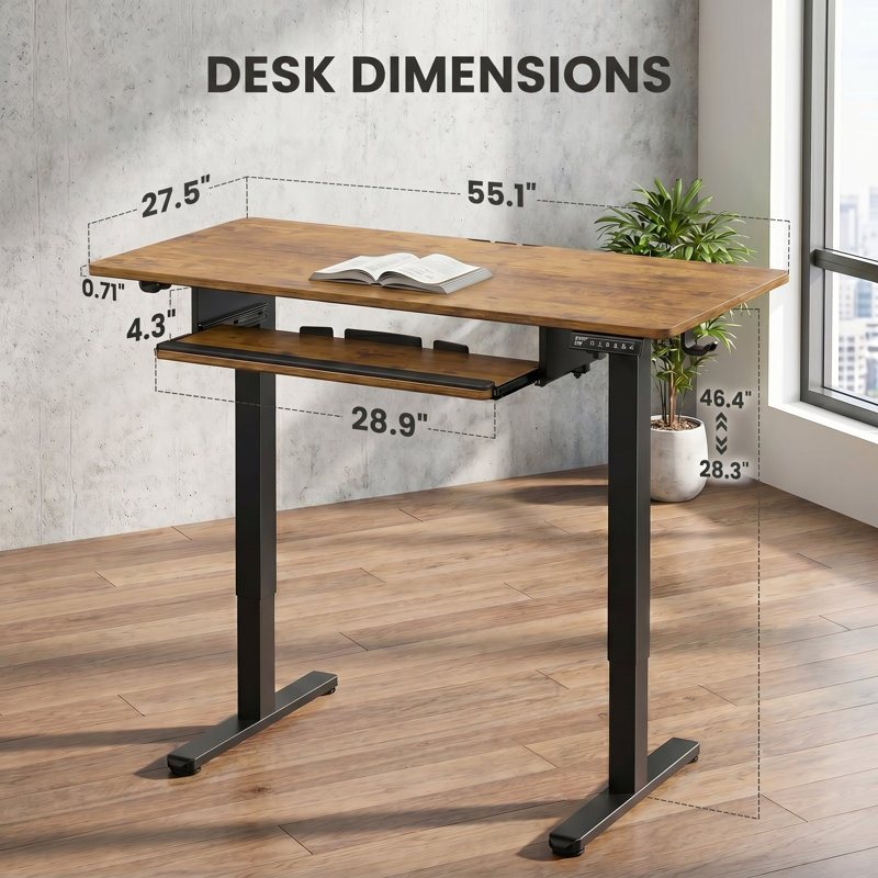 Bureau debout électrique réglable avec plateau à clavier, bureau ergonomique réglable en hauteur pour la maison ou le bureau.