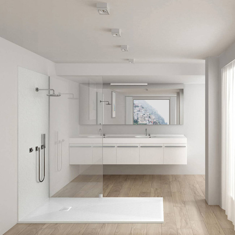 Base de douche l 35 po x P 35 po, Ardoise blanche
