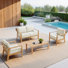 Ensemble de conversation pour patio pour 4 personnes avec coussins