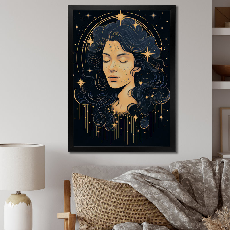 Spiritual Stargazer III, H 32 po x l 16 po x P 1 po, Cadre simple noir