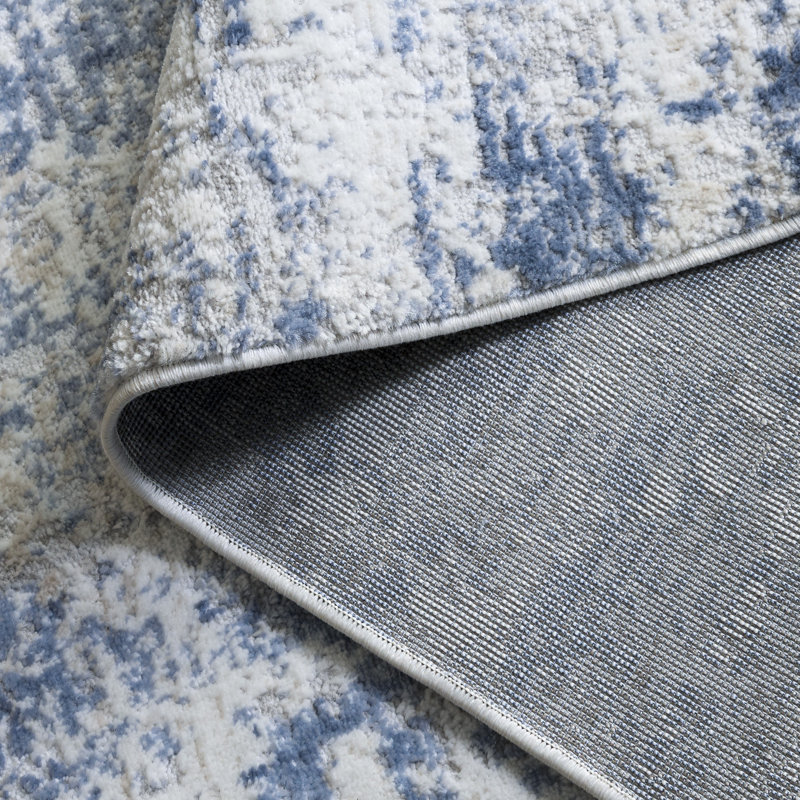 Tapis abstrait Grandview 700 Performance, Rond 6 pi 7 po, Light Blue/Ivory