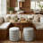 Cylindrical Storage Ottoman, Light Grey