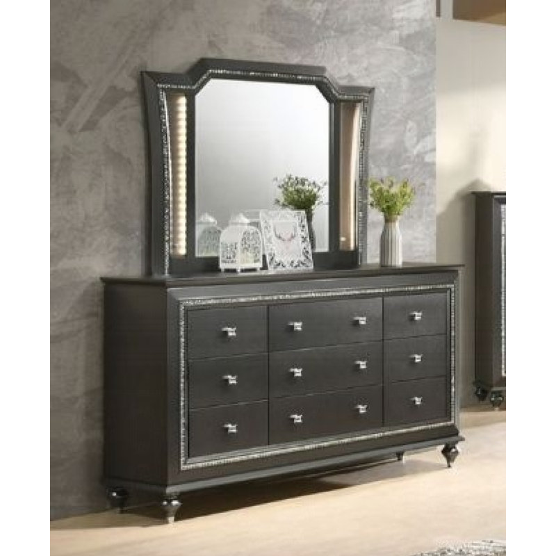 Commode 9 tiroirs avec miroir Kaitlyn
