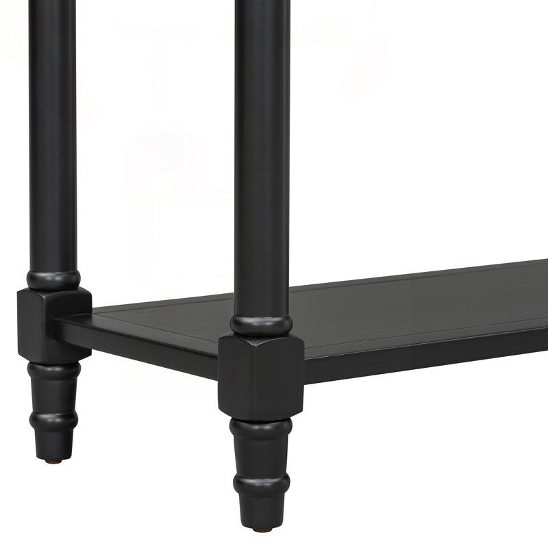Console Traditional avec deux tiroirs et tablette inférieure, Noir