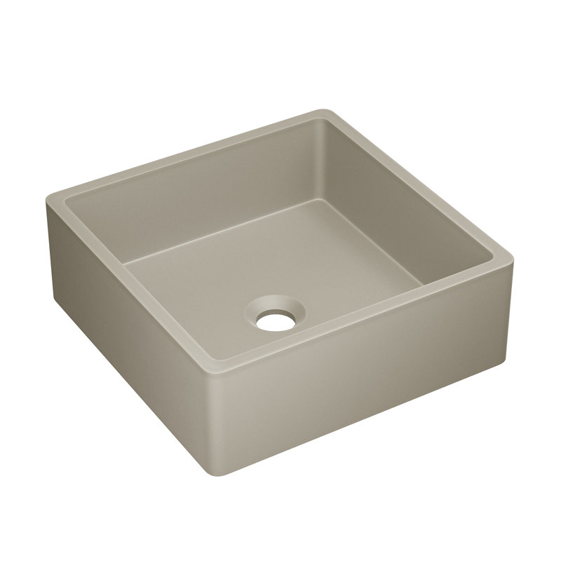 Lisse 15.5" Concrete Square Vessel Sink, Matte Taupe