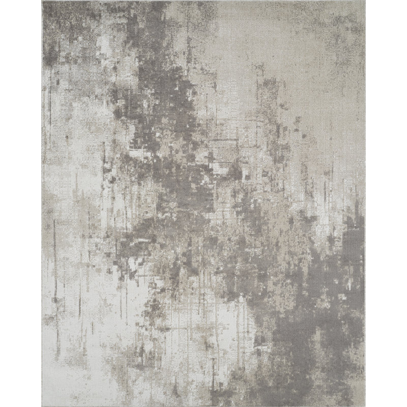 Machine Washable Liam Gray/Beige Rug, Rectangle 10' x 14'