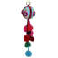 Ornement de Noël boule bleue et rouge 10,25 "avec pompons