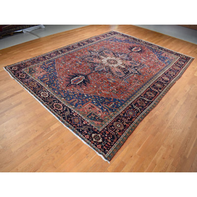 Tapis rouge en laine unique de style années 1920 de 12 pi 3 po x 16 pi 1 po Karlshamn
