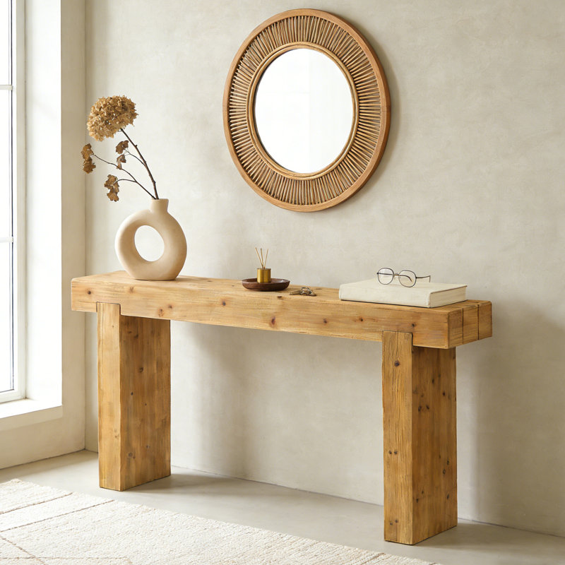 Console 63 po en bois massif Farmhouse, Natural