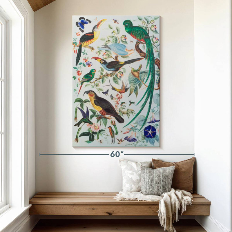 Brampt Exotic Parrots 1850, 51" H x 34" W