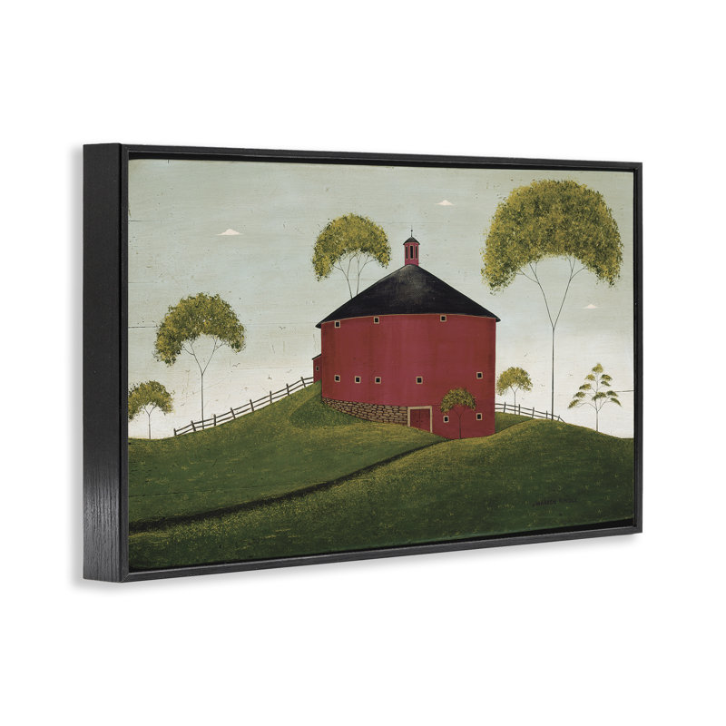 «Round Barn in Pasture», estampe numérique, conception de Warren Kimble, H 16 po x l 24 po, Giclée encadrée noir minuit