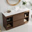 Ensemble de meuble-lavabo simple 48 po Mid-Century avec de nombreux rangements, plateau blanc brillant-386967508