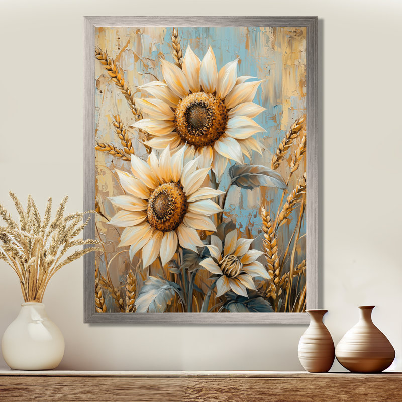 Domonike - Floral Wall Decor, H 40 po x l 30 po, Reproduction encadrée d'une seule photo, Argent argent