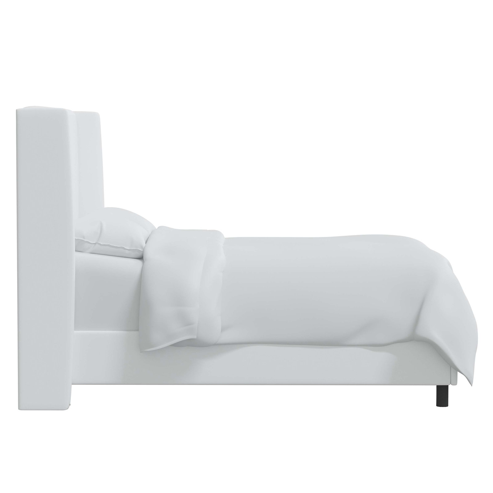 Tilly Linen Upholstered Wingback Bed, Queen, White Performance Twill