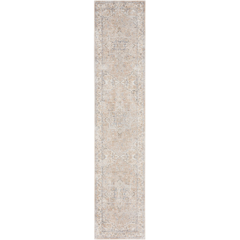 Tapis beige lavable à la machine Laleia, Tapis de couloir 2 pi 2 po x 8 pi