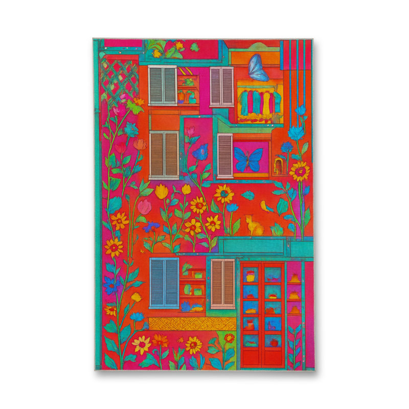 Tapis bleu tissé lavable rétro Mosso, 6'7" x 9'10"