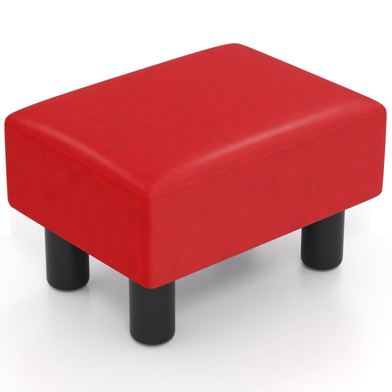 Stimpson Faux Leather Ottoman, Red Faux Leather