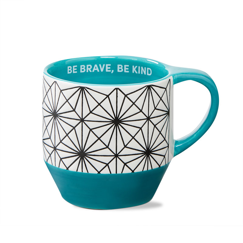 Be Brave Kind Mug Blue Ceramic Everyday 16 Oz