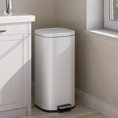 Poubelle à pédale 30L en acier inoxydable, poubelle rectangulaire 8 gallons avec couvercle à fermeture silencieuse et pédale mains libres, poubelle de cuisine résistante aux taches