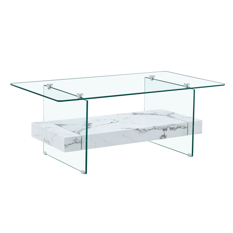sturdy double-layer coffee table, White