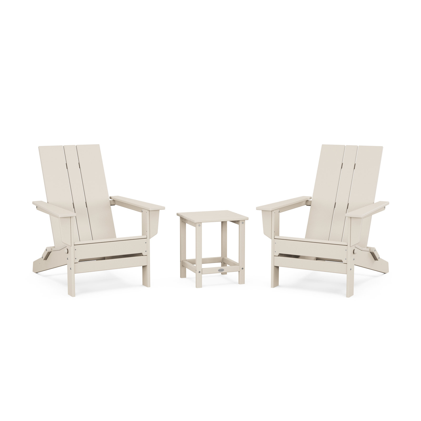 Foldable Outdoor Adirondack Chair With Table, Sand
