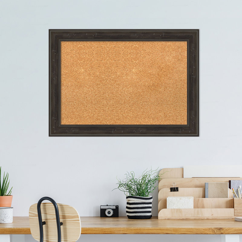 Shipwreck Black Narrow Framed Natural Cork Bulletin Board