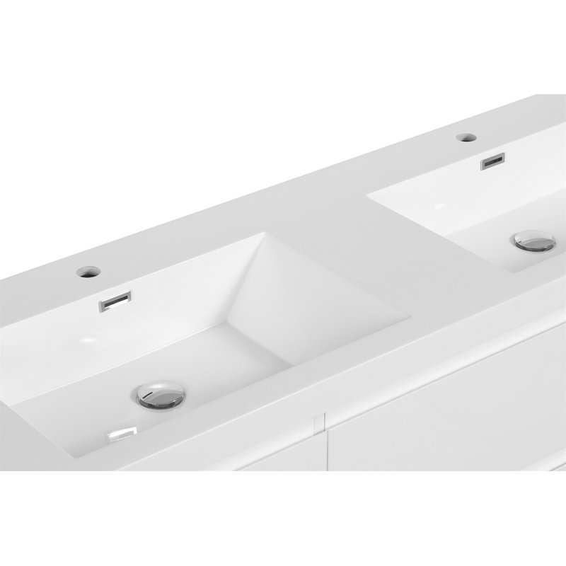 Meuble-lavabo flottant 60 po avec lavabo, Blanc