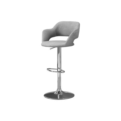 Tabouret de bar pivotant avec tissu gris et structure métallique sécurisée