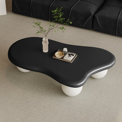 Table basse de 47 pouces en forme de nuage pour le salon - pieds noirs avec pieds blancs, spacieux et amp; Assemblage facile
