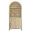 Armoire de cuisine arquée moderne, étagères réglables, finition en bois naturel, poignée en forme d'éventail, accessoires d'ancrage mural, gestion des câbles, patins de protection du sol, profondeur de 30,58 po, largeur de 15,21 po,