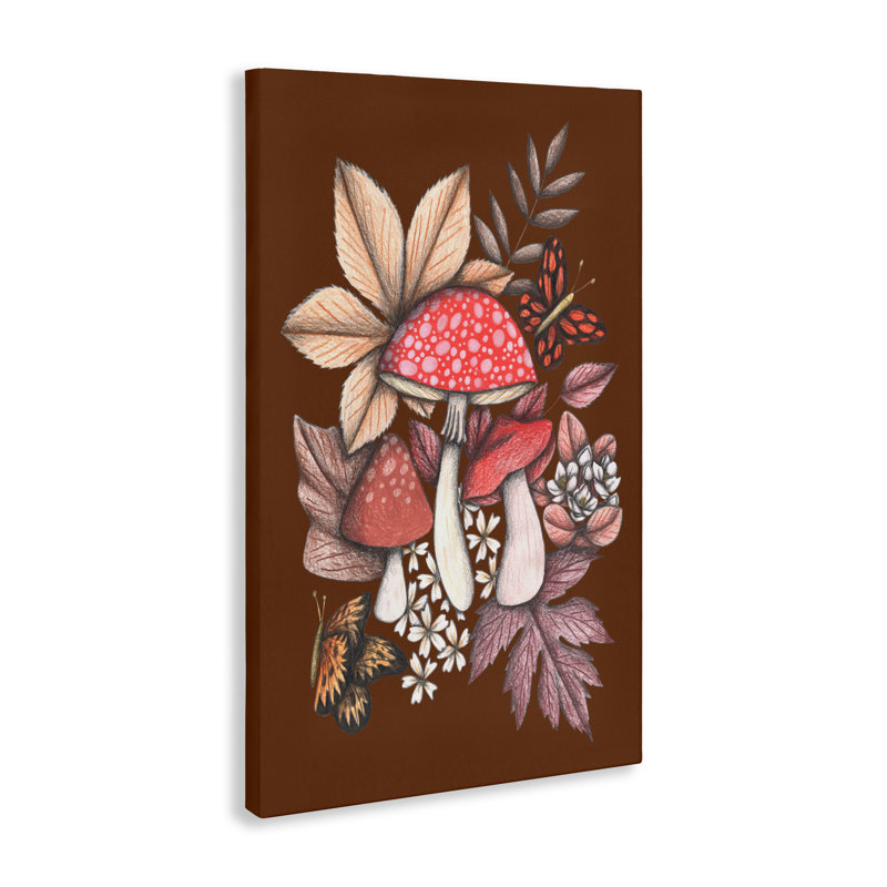 Champignon automnal, toile par Cecilia Battaini, H 24 po x l 16 po