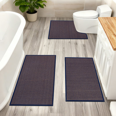 Ensemble de 3 tapis de bain en microfibre absorbante douce avec envers antidérapant