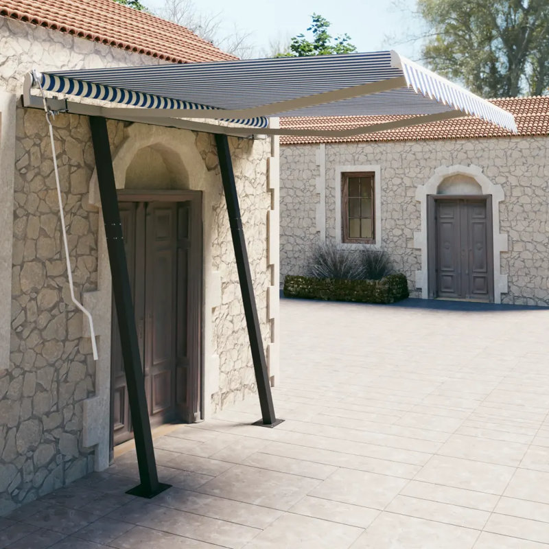 Vevay Retractable Patio Awning, Anthracite/White, 245cm H x 300cm W x 250cm D