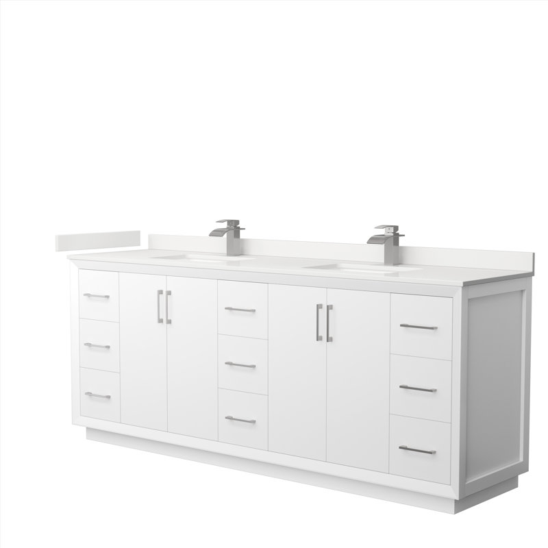 Strada 84'' W Double Vanity, Matte Black, White, WDX13325