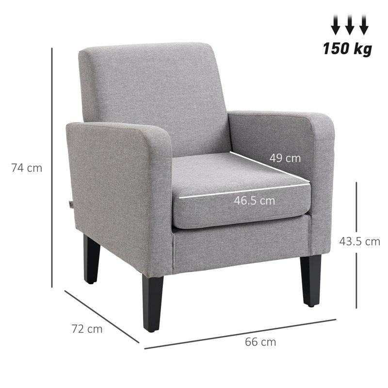 Brookview Upholstered Armchair, Light Grey Linen