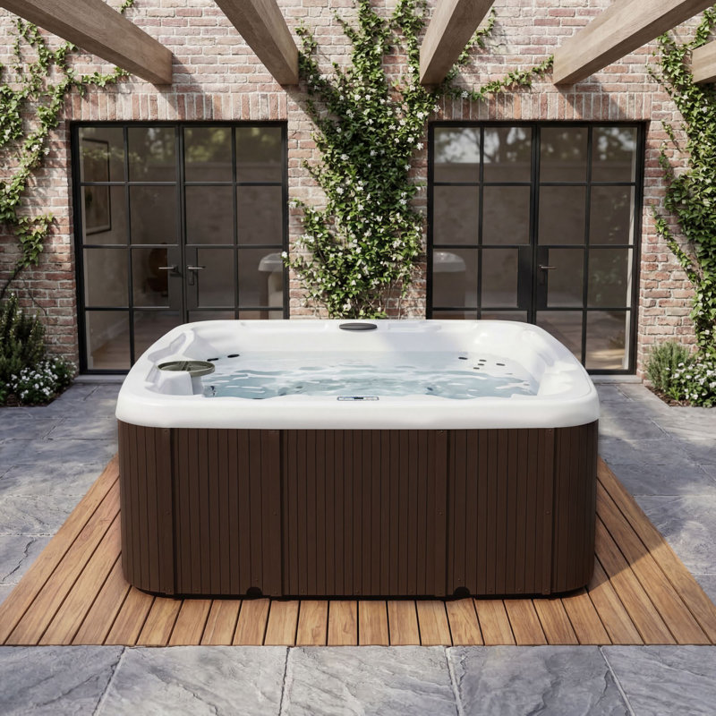 Lifesmart LS450DX 110 Volt 7-Person 22-Jet Square Plug and Play Hot Tub, Espresso