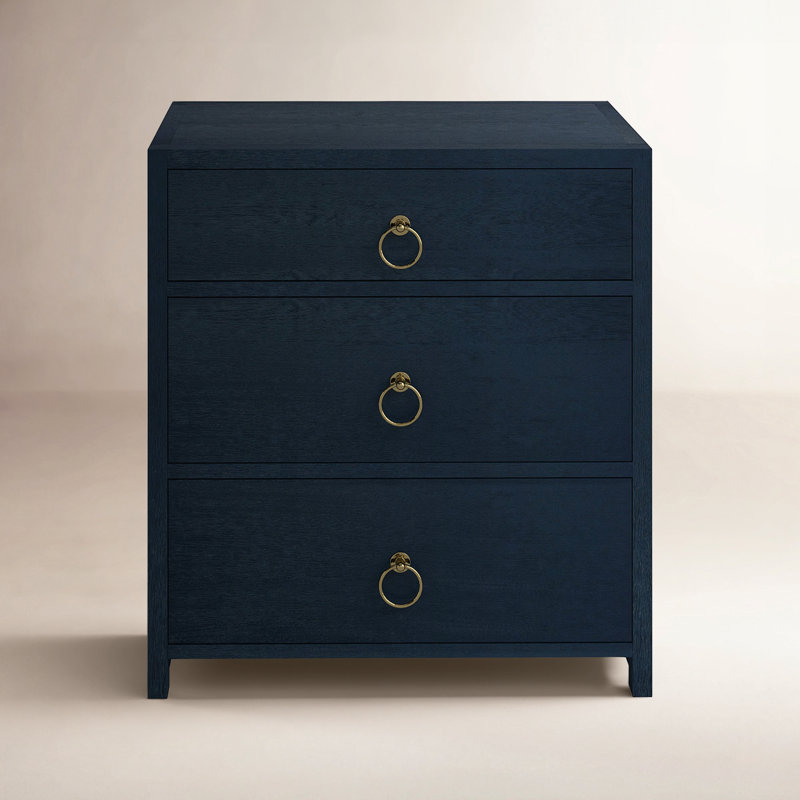 Lark 3 Drawer Nightstand, Navy Blue